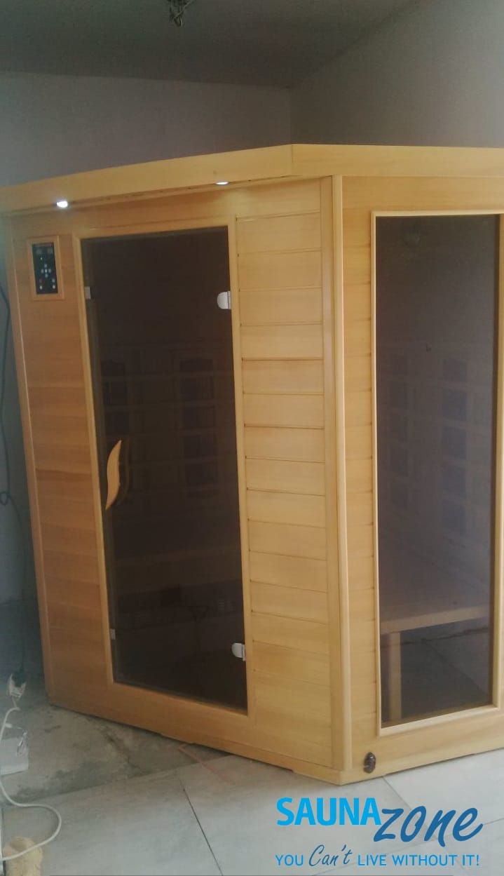 4 Person Far Infrared Corner Sauna Installed